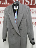 MSGM Milano Cappotto Coat in Grey Check with Black Ruffle Sleeves, Size 42, RRP £795.00. - 2