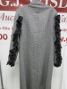 MSGM Milano Cappotto Coat in Grey Check with Black Ruffle Sleeves, Size 42, RRP £795.00. - 4