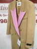 MSGM Milano MSGM Tailoring Cappotto Long Coat in Camel with Pink Lapel, Size 36, RRP £895.00. - 2