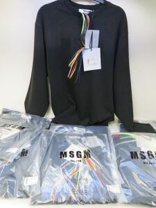 8 x MSGM Milano Long Sleeve T-Shirt in Black, Cotton, Size (XS/S/S/S/M/M/L/XL), RRP £195.00 each.