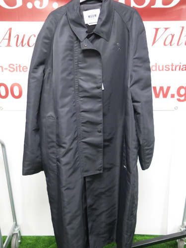 MSGM Milano Trench Coat in Black, Size 48, RRP £765.00.