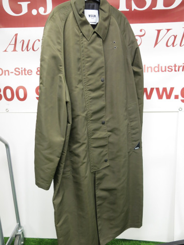 MSGM Milano Trench Coat in Green, Size 48, RRP £765.00.