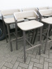 10 x Ton Bar Stools with Bent Wood Back & Light Grey Faux Leather Upholstered Seat, Size H82cm. - 2