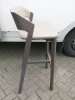 10 x Ton Bar Stools with Bent Wood Back & Light Grey Faux Leather Upholstered Seat, Size H82cm. - 5