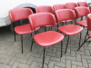 10 x Black Metal Framed Chair with Red Faux Leather Upholstered Back & Seat - 2