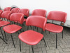 10 x Black Metal Framed Chair with Red Faux Leather Upholstered Back & Seat - 3