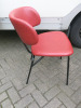 10 x Black Metal Framed Chair with Red Faux Leather Upholstered Back & Seat - 6