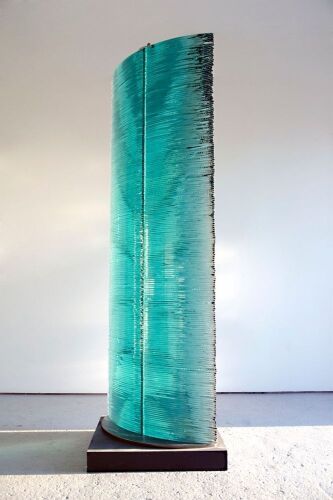 Danny Lane Glass Sculpture "Lens" Glass & Stainless Steel Statement Piece, Stands 250cm High x 97cm Wide x 15cm Depth.