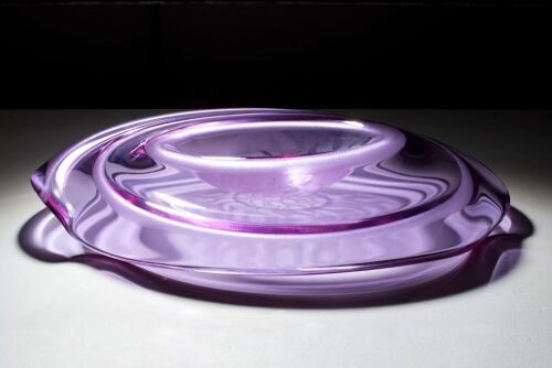 Danny Lane Glass Sculpture "Maelstrom Neo" Scupltured Bowl in Purple Glass, 13cm High x 95cm Wide x 83cm Deep.