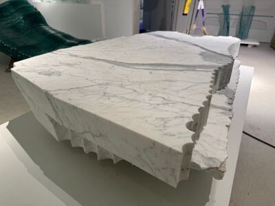 Danny Lane Glass Sculpture "River" Note Carrara Marble Only. Size 36cm High x 175cm Wide x 115cm Deep.