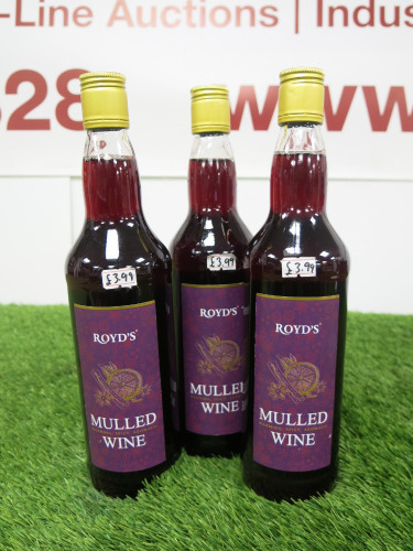 3 x Bottles of Royd's Mulled Wine, 70cl.