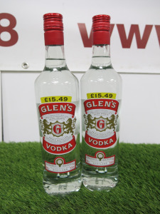 2 x Bottles of Glen's Triple Distilled Vodka, 70cl.