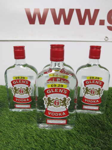 4 x Bottles of Glen's Triple Distilled Vodka, 35cl.