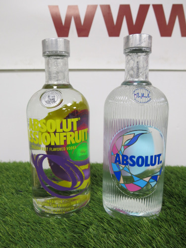 2 x Bottles of Absolut Vodka to Include: 1 x Olly Alexander Limited Edition & 1 x Passion Fruit. 70cl.