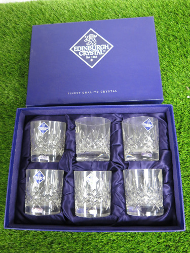 6 x Edinburgh Crystall Whisky Tumblers in Presentation Box