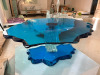 Danny Lane Glass Sculpture "Azure" Copper Blue Studio Glass Low Iron Glass Coffee Table. Size 71cm High x 113cm Wide x 94cm Wide. - 4