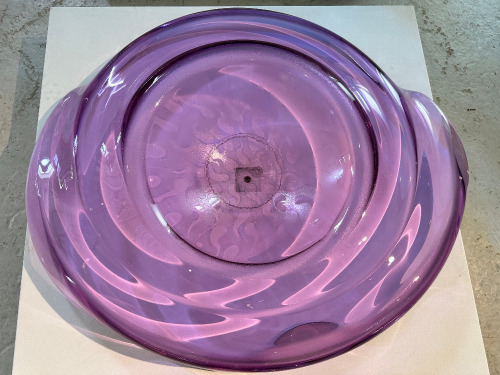 Danny Lane Glass Sculpture "Maelstrom Neo" Sculptured Bowl in Purple Glass. Size 13cm High x 95cm Wide x 83cm Deep.