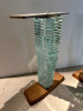 2 x Danny Lane Glass Sculpture & Wooded Table Pedestals (no tops). Size Height 69cm. - 5