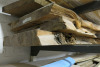 Shelf Containing 13 x Lengths of Assorted Sized Timber. Size Approx L3-4M x W50cm x Thickness 4-6cm. - 2