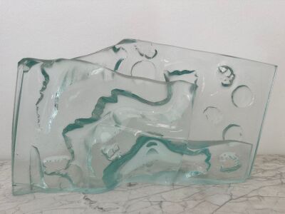 Danny Lane Glass Sculpture "2 Ply Fuse Cast Sculpture". Size Height 34cm x Width 59cm.