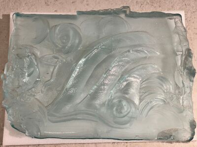 Danny Lane Carved Cast Test Piece Glass Sculpture. Size Height 68 x Width 48cm.