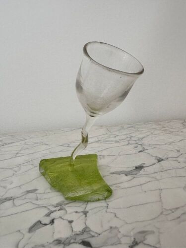 Danny Lane Wine Glass on Stand in Coloured Glass. Size H22cm.