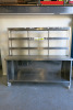 Stainless Steel 3 Shelf Heated Passthrough with Mobile Prep Table & Shelf Under. Size H178 x W198 x D65cm