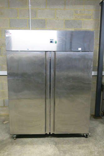 Husky Double Door Stainless Steel Refrigerator, Model CGN1400, S/N 160101047. Size H200 x W148 x D83cm.