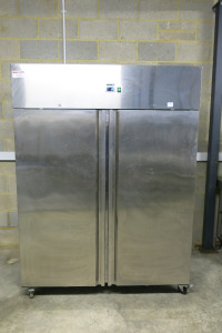 Husky Double Door Stainless Steel Refrigerator, Model CGN1400, S/N 160101047. Size H200 x W148 x D83cm.