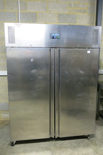 Polar Double Door Stainless Steel Refrigerator, Model U634, S/N 8013098. Size H200 x W144 x D83cm.