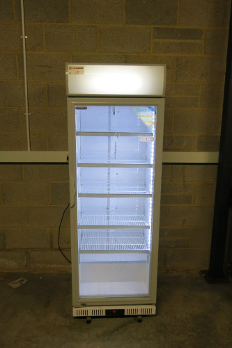 Cater Cool Single Glass Door Upright Display Fridge , Model CK3352, Size H185 x W62 x D54cm.