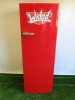 Bush Retro Single Door Upright Fridge/Freezer in Red. Model BRTL6070R, S/N 340GKDUEFW. Size H172cm, W60cm, 56Dcm.