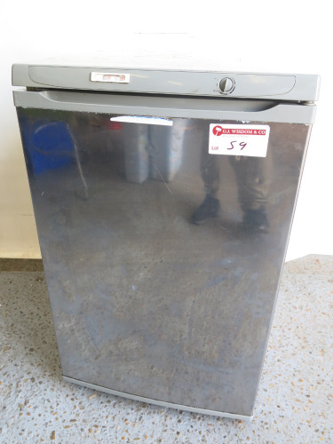 Elstar Under Counter Fridge, Model F140SS, S/N 214902074. Size H87 x W54 x D52cm. NOTE: missing veg box.