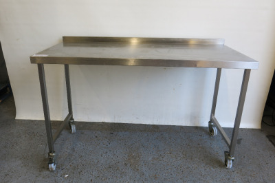 Stainless Steel Prep Table On Castors, Size H90 x W150 x D70cm.