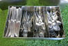 2 x Stainless Steel Metal Cutlery Holders with Large Quantity of Knives, Forks & Spoons. - 4