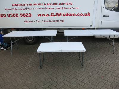 2 x 6ft Oypla Folding Tables & 1 x 4ft Life Time Folding Table.