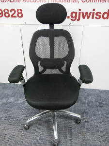 Ergonomic Mesh High Back Executive Office Swivel Chair with Head Rest & Chrome Base.