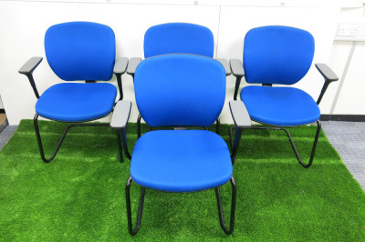 8 x Orangebox Cantilever Office Chairs with Blue Upholstered Seats.