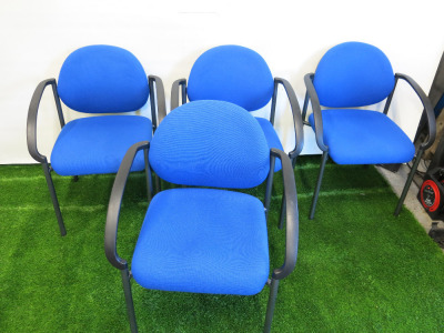 4 x Office Reception Stacking Chairs in Blue Hopsack.