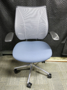 Humanscale Liberty Ocean Task Chair in Blue Fabric with Aluminium Frame.