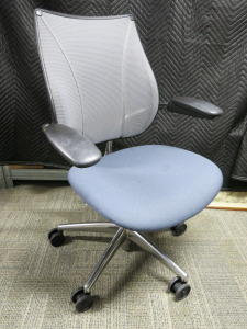 Humanscale Liberty Ocean Task Chair in Blue Fabric with Aluminium Frame.