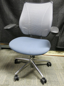 Humanscale Liberty Ocean Task Chair in Blue Fabric with Aluminium Frame.