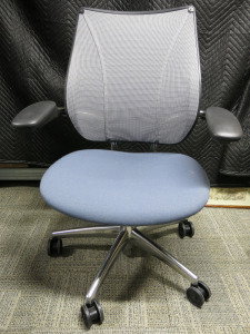 Humanscale Liberty Ocean Task Chair in Blue Fabric with Aluminium Frame.