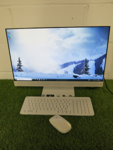 HP Pavilion 24" All in One Touchscreen PC in White with B&O Speakers & Pop Up Camera, Model 24-a205na. Running Windows 10 Pro. Intel Core i5-7400T, CPU @ 240 GHz, 8GB RAM, 118GB HDD. Comes with Wireless Keyboard, Mouse & Power Supply.