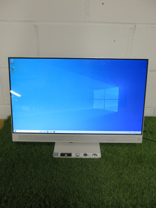 HP Pavilion 24'' All in One Touchscreen PC in White with B&O Speakers & Pop Up Camera, Model 24-a205na. Running Windows 10 Pro. Intel Core i5-7400T CPU @ 240 GHz, 8GB RAM, 119 GB HDD. Comes with Power Supply.