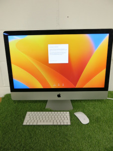 Apple 27" iMac, Model A2115, 5k Screen. Running macOS Sequoia 15.0, Intel i5 @ 3.0Ghz, 8GB RAM, 1TB HDD, Radeon Prop 570x Graphics. Comes with Apple Wireless Keyboard & Mouse.