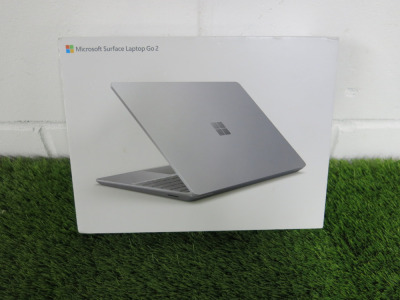 Microsoft Surface Laptop Go 2, Running Windows 11, 11th Gen Intel Core i5, 8GB RAM, 128GB SSD. Comes in Original Box with Power Supply. Appears New/Unused.