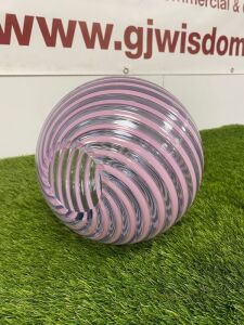 Venini Pink/Mauve Striped Glassware in Box. Size H28cm.