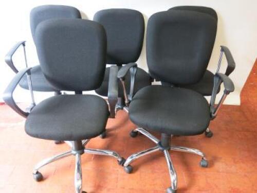 5 x R S Soho Operators Swivel Office Chairs On Chrome Frame