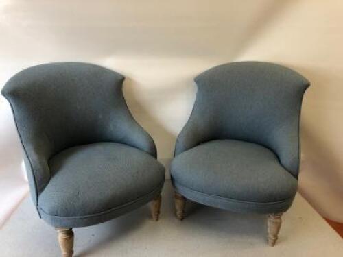 Pair of Borne Interiors Abberwick Chairs Upholstered in Green Fabric. Size H75cm x D70cm X W60cm